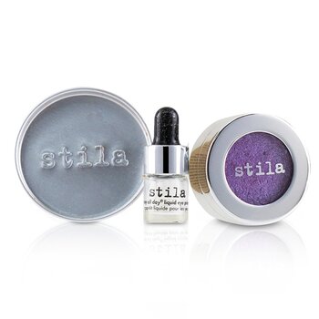 Magnificent Metals Foil Finish Eye Shadow With Mini Stay All Day Liquid Eye Primer - # Metallic Violet