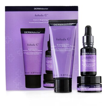 DERMAdoctor Kakadu C Vitamin C Brightening Kit: Daily Cleanser 70ml + 20% Vitamin C Serum 15ml + Eye Souffle 15ml