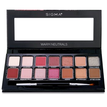 Sigma Beauty Warm Neutrals Eyeshadow Palette (14x Eyeshadow + 1x Dual Ended Brush)