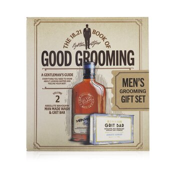 18.21 Man Made Book of Good Grooming Gift Set Volume 2: Absolute Mahogany (Wash 532ml  + Grit Bar 198g )