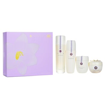 Tatcha Ritual For Firm Skin Set: Camellia Cleansing Oil 150ml + Essence 150ml + Silk Cream 50ml + Rice Polish 60g