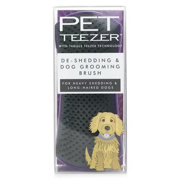 Pet Teezer De-Shedding & Dog Grooming Brush (For Heavy Shedding & Long Haired Dogs) - # Purple / Grey